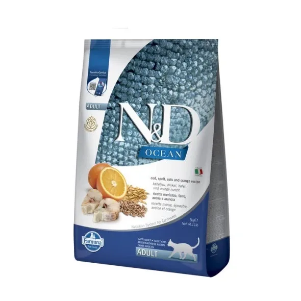 Сухий корм для дорослих котів Farmina N&D Ocean Adult Cod, Spelt, Oats & Orange з тріскою, спельтою і апельсином 300 г