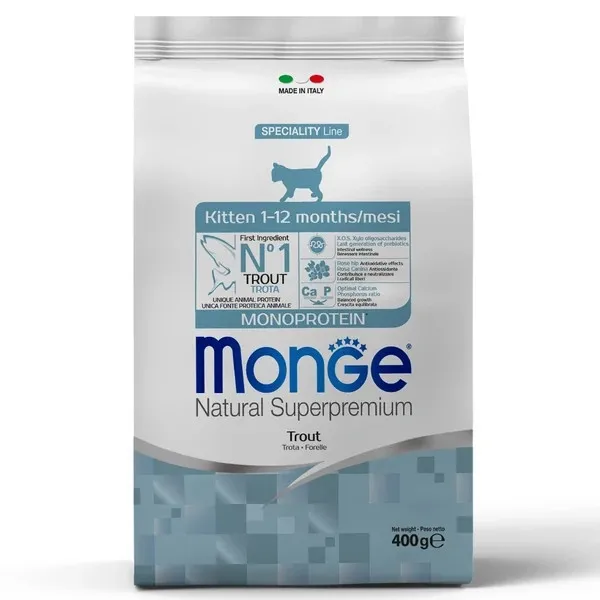 Сухий корм для кошенят Monge Kitten Monoprotein Trout із фореллю 400 г