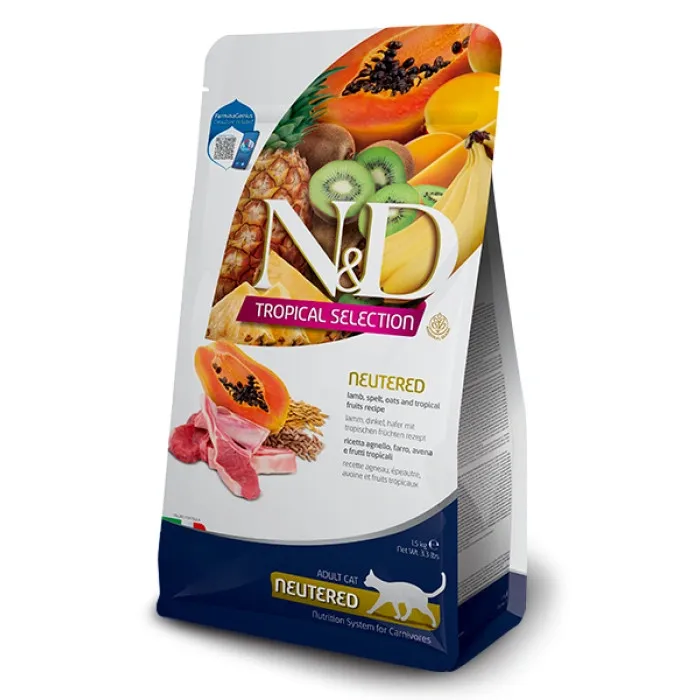 Сухий корм для стерилізованих котів Farmina N&D Tropical Selection Neutered (Sterilised) Lamb, Spelt, Oats&Fruits з ягням, спельтою і фруктами 300 г