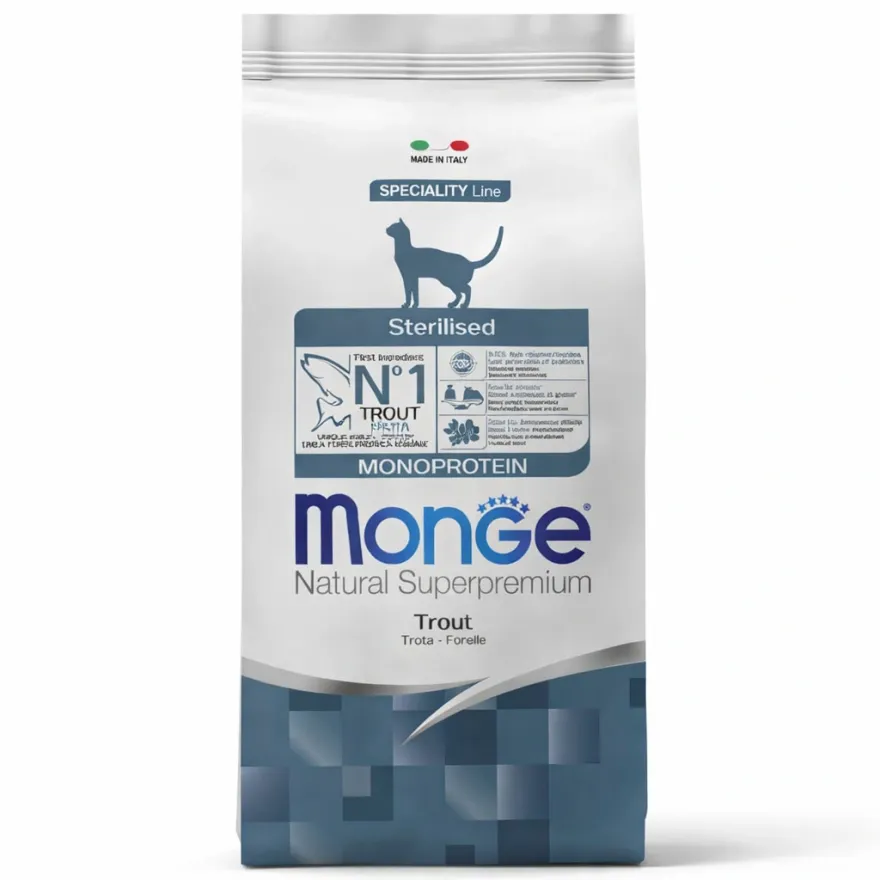 Сухий корм для стерилізованих котів Monge Cat Monoprotein Adult Sterilised Troute з фореллю 400 г