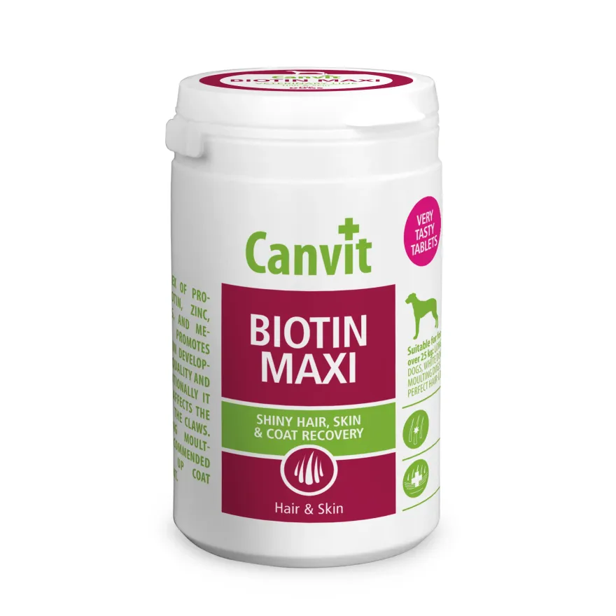 Вітамінно-мінеральний комплекс Canvit Biotin Maxі для підтримки здоров'я та краси шерсті у собак 92 табл. (230 г)
