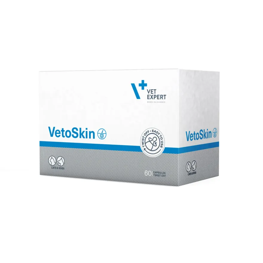 Вітамінно-мінеральний комплекс Vet Expert VetoSkin Здоров'я шкіри та шерсті у котів та собак 60 капс.