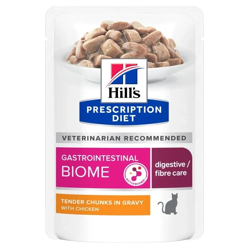 Влажный диетический корм для взрослых кошек Hill’s Prescription Diet Gastrointestinal Biome при заболеваниях желудочно-кишечного тракта, с курицей 85 г