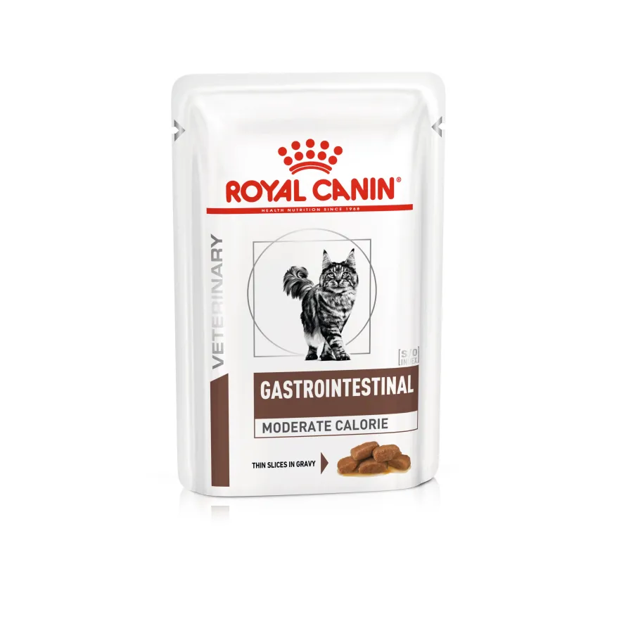 Влажный диетический корм для взрослых кошек Royal Canin Gastrointestinal Moderate Calorie при нарушениях пищеварения со сниженным содержанием калорий 85 г