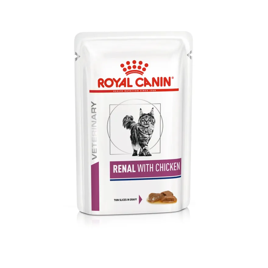 Влажный диетический корм для взрослых кошек Royal Canin Renal при почечной недостаточности, курица в соусе 85 г