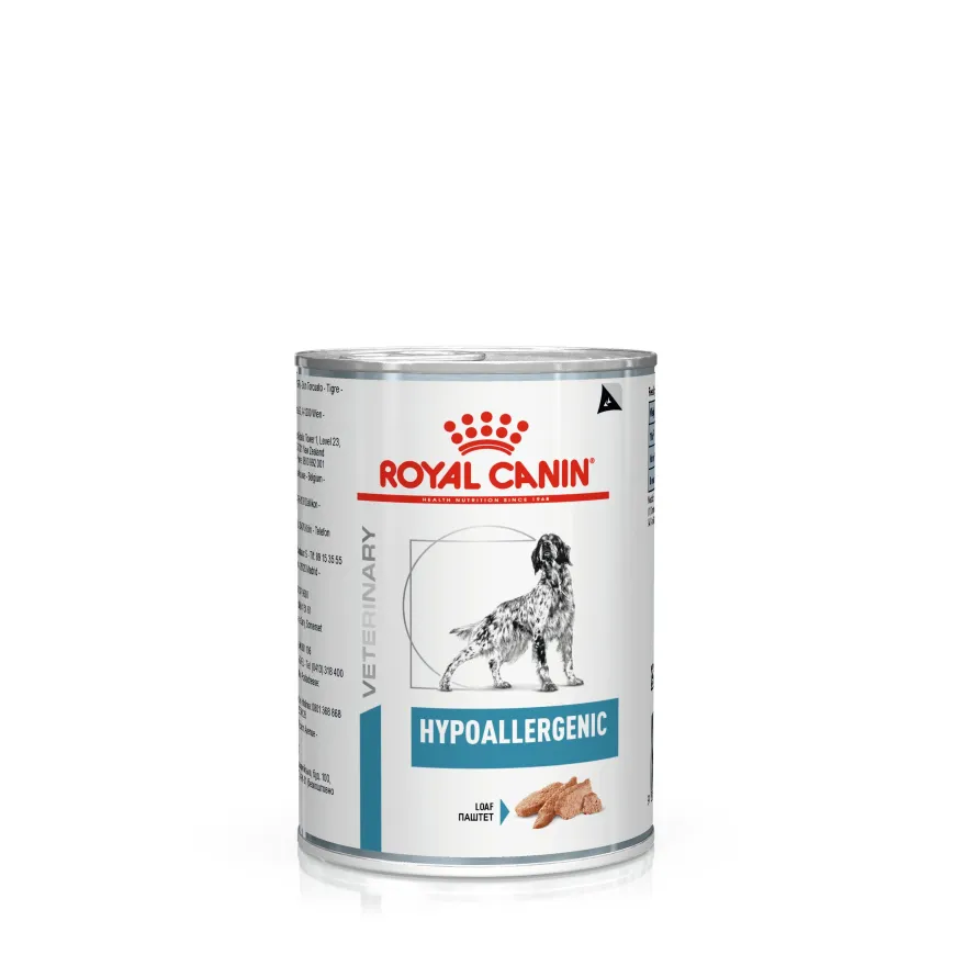 Вологий дієтичний корм для дорослих собак Royal Canin Hypoallergenic при алергії та харчовій непереносимості, паштет 400 г Вологий дієтичний корм для дорослих собак Royal Canin Hypoallergenic при алергії та харчовій непереносимості, паштет 400 г