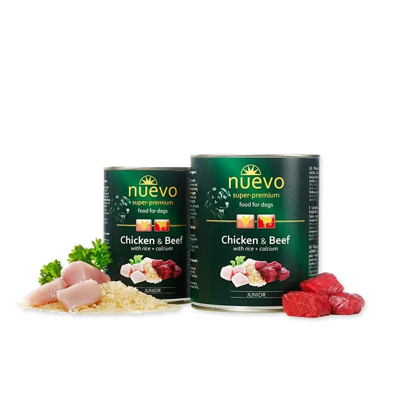 Влажный корм для щенков Nuevo Dog Junior Chicken & Beef с курицей, говядиной, рисом и кальцием 400 г