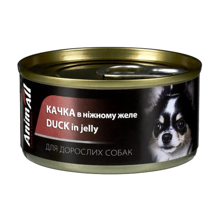 Влажный корм для взрослых собак AnimAll с уткой в желе 85 г