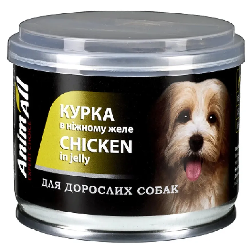 Влажный корм для взрослых собак AnimAll с курицей в желе 195 г