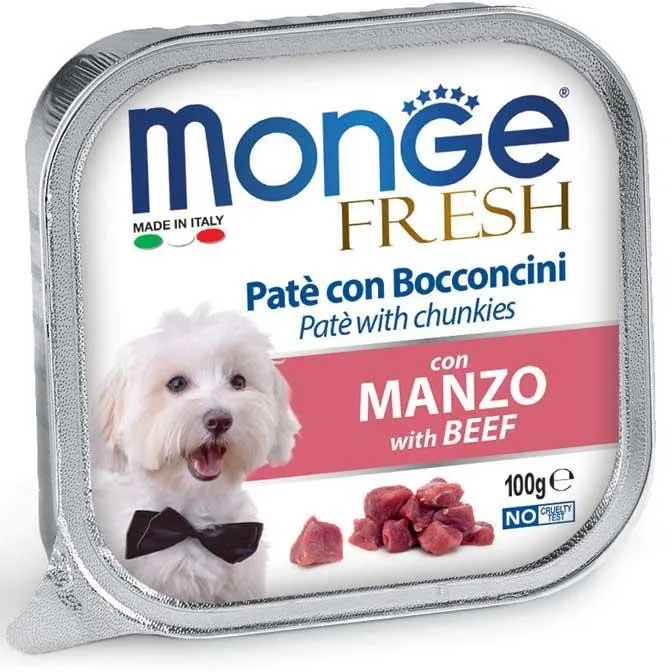 Влажный корм для взрослых собак Monge Fresh Dog Adult Beef с говядиной 100 г