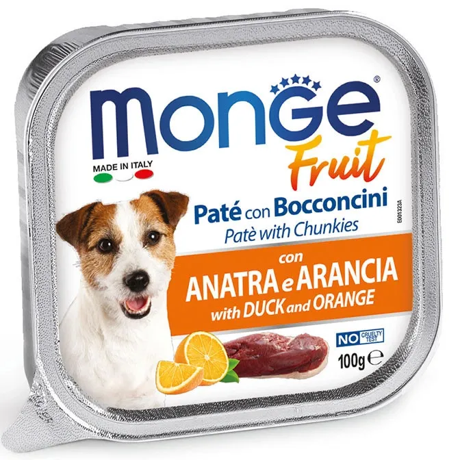 Влажный корм для взрослых собак Monge Fruit Dog Adult with Duck and Orange с уткой и апельсином 100 г Влажный корм для взрослых собак Monge Fruit Dog Adult with Duck and Orange с уткой и апельсином 100 г