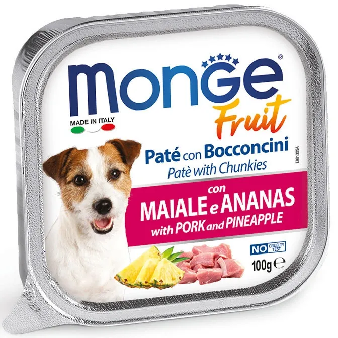 Влажный корм для взрослых собак Monge Fruit Dog Adult with Pork and Pineapple со свининой и ананасом 100 г Влажный корм для взрослых собак Monge Fruit Dog Adult with Pork and Pineapple со свининой и ананасом 100 г