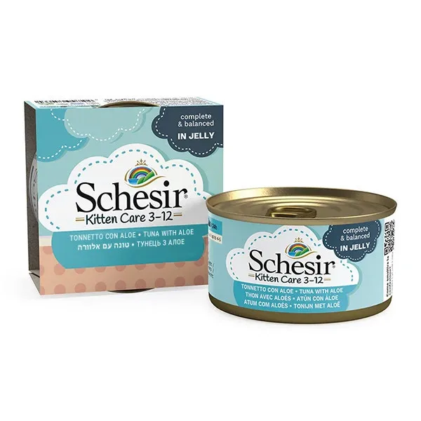 Влажный корм для котят Schesir Tuna Aloe Kitten Тунец с алоэ в желе 85 г