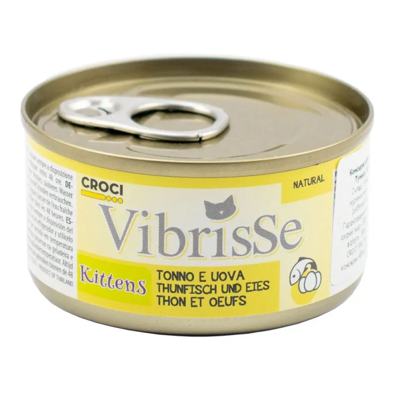 Влажный корм для котят Vibrisse Tuna & Eggs Тунец и куриные яйца в бульоне 70 г
