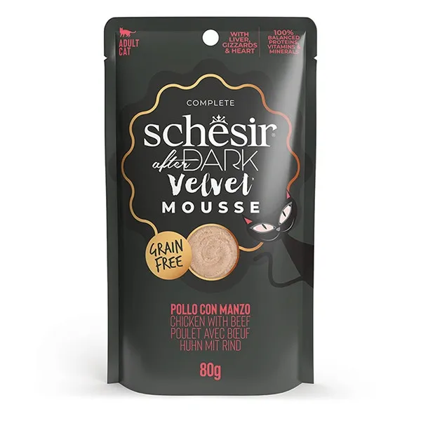 Влажный корм для кошек Schesir After Dark Mousse Chicken Beef Мусс с курицей и говядиной 80 г