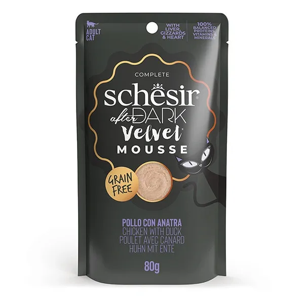 Влажный корм для кошек Schesir After Dark Mousse Chicken Duck Мусс с курицей и уткой 80 г