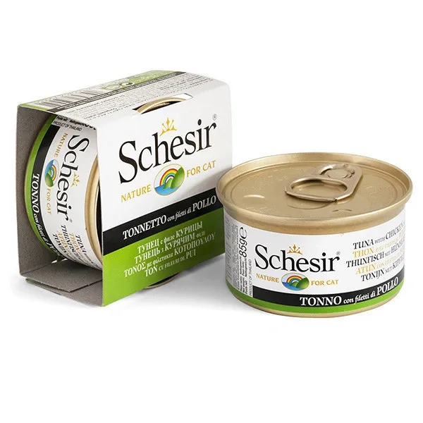 Влажный корм для кошек Schesir Tuna Chiken Тунец с курицей в желе 85 г