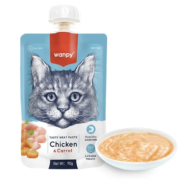 Влажный корм для кошек Wanpy Chicken&Carrot Крем-суп с курицей и морковью 90 г