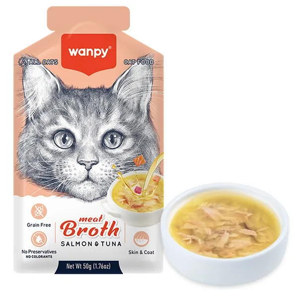 Влажный корм для кошек Wanpy Meat Broths Salmon&Tuna Суп с лососем и тунцом 50 г