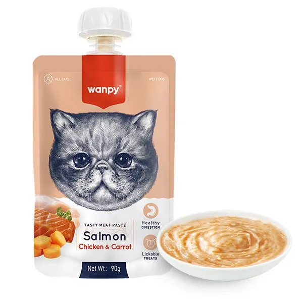 Влажный корм для кошек Wanpy Salmon Chicken&Carrot Крем-суп с лососем, курицей и морковью 90 г