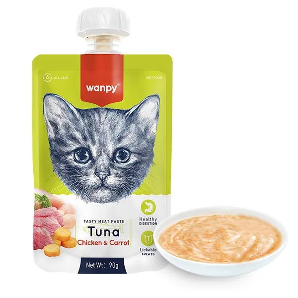 Влажный корм для кошек Wanpy Tuna Chicken&Carrot Крем-суп с тунцом, курицей и морковью 90 г