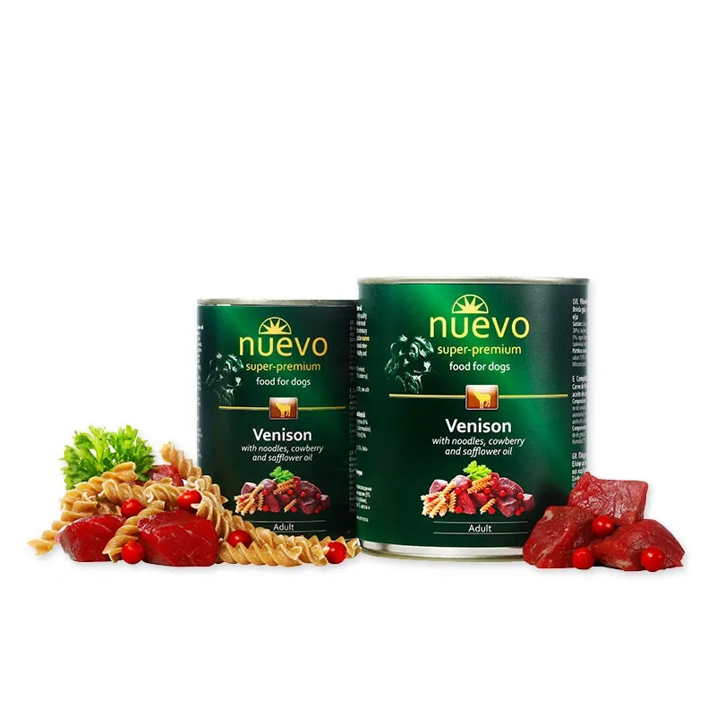 Влажный корм для собак Nuevo Dog Adult Venison & Noodles & Cowberry с олениной, брусникой и сафлоровым маслом 800 г